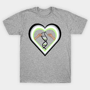 Agender Pride Flag Knitted DNA Heart T-Shirt